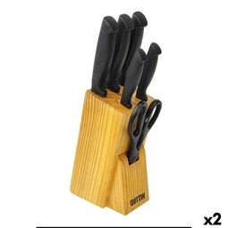 Keukenmessenset met standaard Quttin Nero Zwart 7 Onderdelen (2 Stuks)