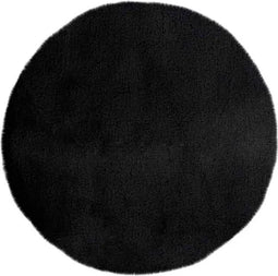 Badmat Rond "konijn" 100cm - Ronde badmat hoogpolig - super zacht - Zwart/Donkergrijs - Ø 100 cm