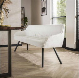 Eetkamerbank Tobias - Bouclé Wit | Meubelplaats