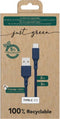 Ecologische Kabel USB naar USB-C Intensiteit 3A 2m Recyclebaar Just Green blauw