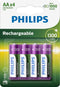 Philips R6B4A130 - AA Batterijen - 1300 mAh oplaadbaar NiMH (4 stuks)