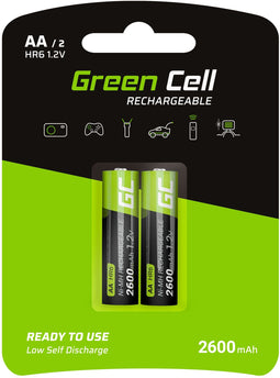 Green Cell GR05 - Ni-MH Accu 2600mAh - Geschikt voor extreme temperaturen - Camera-accessoire