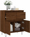 vidaXL - Dressoir - 60x35x70 - cm - bewerkt - hout - bruin - eikenkleur