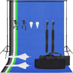 vidaXL - Fotostudioset - met - verlichtingsset - en - achtergrond