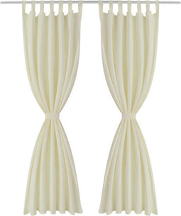 vidaXL - Micro-Satijnen - Gordijnen - met - Ringen - 140 - x - 225 - cm - 2 - stuks - (Creme)