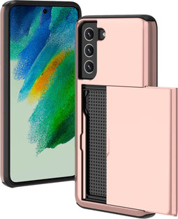 iMoshion Hoesje Geschikt voor Samsung Galaxy S21 FE Hoesje - Ruimte voor 2 pasjes - iMoshion Backcover met pasjeshouder - Rosé Goud