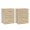 Woltu Set van 2 Nachtkastjes - 3 Lades - Licht Eiken - 39 x 54 x 28 cm (2 stuks)