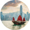 WallArt Behangcirkel Skyline with Junk Boat 142,5 cm