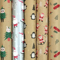 Santas Wonderland - Cadeaupapier - Kraftpapier 200 x 70 cm - 5 rollen (5 stuks)