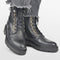 PS Poelman Leta - Dames Leren Enkellaarzen met Veters en Rits - Chunky Plateauzool 4,5 cm - Zwart