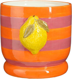 Mica Decorations Bloempot Dion - 23x21x20 cm - Dolomiet - Oranje
