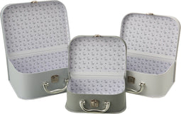 J-Line koffer Zwaan - papier - wit/grijs - 3 stuks