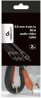 Gembird CCA-4P2R-2M - Kabel 3.5mm naar RCA - 200cm - Zwart