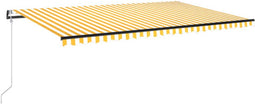 vidaXL - Luifel - automatisch - met - LED - en - windsensor - 500x300 - cm - geel - en - wit