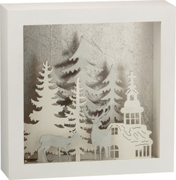 J-Line wanddecoratie 3D Winter - pvc/glas - zilver - LED lichtjes