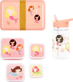 Back to school set - Drinkfles / 4 Snackdozen / Lunchbox - Zeemeermin - A Little lovely company