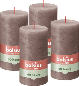 Bolsius - Rustieke Kaars - 4 Stuks - Taupe - 13cm