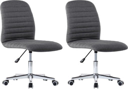 vidaXL - Eetkamerstoelen - 2 - st - stof - donkergrijs