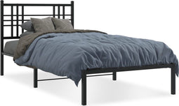vidaXL - Bedframe - met - hoofdbord - metaal - zwart - 100x200 - cm