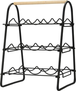 Metalen wijnflessen rek/wijnrek voor 9 flessen 33 x 29 x 46 cm - Wijnfles houder