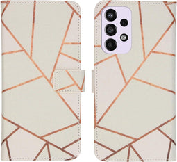 iMoshion Hoesje Geschikt voor Samsung Galaxy A33 Hoesje Met Pasjeshouder - iMoshion Design Softcase Bookcase - Wit / White Graphic