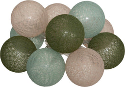 Atmosphera LED Feestverlichting - Batterijen niet inbegrepen - 10 ballen - Ø6cm - Kaki/Blauw/Nude