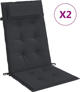 vidaXL - Stoelkussens - 2 - st - hoge - rug - oxford - stof - zwart