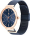 Tommy Hilfiger TH1782541 Dames Horloge - LIDIA - Mineraalglas - Messing/Roestvrijstaal - Blauw/Rosé goudkleurig - Ø 40 mm - Quartz - Druksluiting