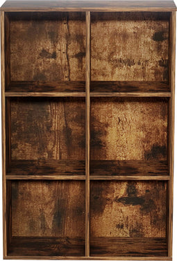 Boekenkast 6 open vakken - wandkast - vakkenkast - vintage bruinkleurig