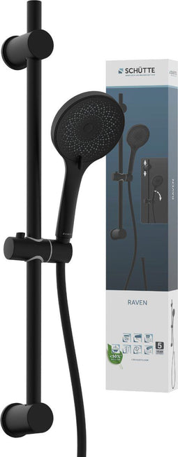 SCHÜTTE RAVEN Doucheset met Handdouche - 70 cm Glijstang - 3 standen - Mat Zwart