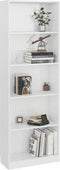 vidaXL - Boekenkast - 5 - schappen - 60x24x175 - cm - bewerkt - hout - hoogglans - wit