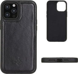 NorthLife - Geschikt voor iPhone 12 / Geschikt voor iPhone 12 Pro - Leren Backcover hoes - Zwart
