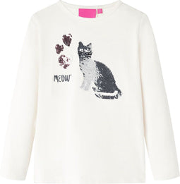 vidaXL - Kindershirt - met - lange - mouwen - 140 - ecru