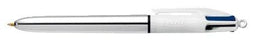 BIC 4 Colours Shine Balpennen met Kliksysteem - Metallic Zilveren Lichaam - Doos van 12 Stuks - Medium Punt 1 mm