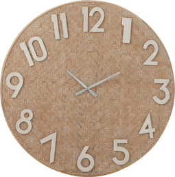 J-Line klok Rond - hout - naturel/wit - large - Ø 91.5 cm
