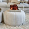 Riviera Maison Poef Wit, Kruk, Voetenbank, Rond - Falcone Stool Antique - Polyester, hout - (ØxH) 72x41