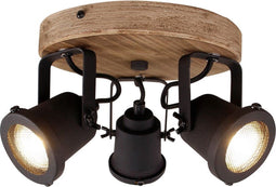 Brilliant Inge - Plafondspot - GU10 3x 4,5W - Hout/Zwart