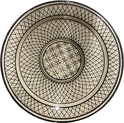 Aardewerk Schaal | Marokkaans | Handbeschilderd | Ø 35 cm | Zwart |