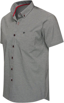 Cappuccino Italia Bronte Stretch - Heren Overhemd Korte Mouw - Zwart - Maat XXL