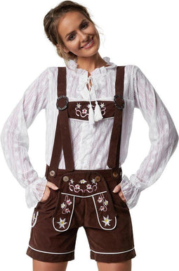 dressforfun Alpsee - Lederhose - Klassieke klederdrachtvorm met hartvormige zak - Bruin