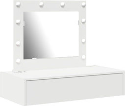 vidaXL - Wandkaptafel - met - LED-verlichting - - - Wit