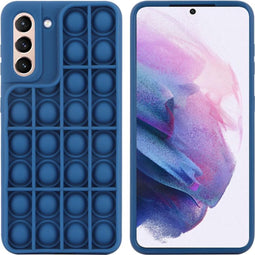 iMoshion Hoesje Geschikt voor Samsung Galaxy S21 Hoesje Siliconen - iMoshion Pop It Fidget Toy - Pop It hoesje - Donkerblauw