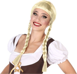 Atosa Verkleedpruik Dames Hannah - Blond - Met lange vlechtjes - lang haar - Duits - Oktoberfesta - carnaval