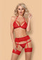 Obsessive Lingerie set met Jarretels – Erotische Lingeriset – Maat S/M – Rood