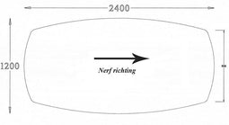 ABC Kantoormeubelen Deens ovaal vergaderblad 240x120cm Mat Zwart