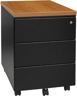 ABC Kantoormeubelen ladeblok verrijdbaar 3 laden bladkleur beuken framekleur zwart (ral9005)