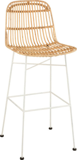 J-Line Barstoel Ema Rotan/Metaal Naturel/Wit