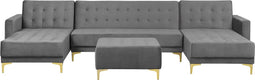 ABERDEEN - Bank U-vormig - Grijs - 5 persoons - Universeel - Fluweel