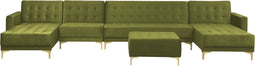 ABERDEEN - Bank U-vormig met ottomaan - Groen - 6 persoons - Fluweel