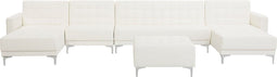 ABERDEEN - Bank U-vormig - Wit - 6 persoons - met hocker - Kunstleer
